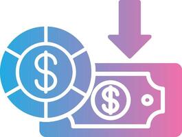 dollar glyphe pente icône conception vecteur