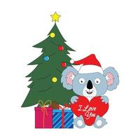 dessin animé mignon koalaanimal à noël vecteur