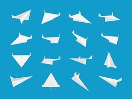 collection d'avions en papier blanc avec différentes vues et angles vecteur