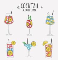 collection de cocktails colorés dessinés à la main vecteur