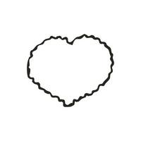 icône de coeur de griffonnage. symbole de l'amour. illustration graphique dessinée à la main mignonne isolée sur fond blanc. signe de style de contour simple. modèle de croquis d'art vecteur