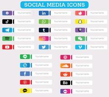 social médias Icônes ensemble avec Facebook instagram Twitter TIC Tac Youtube logos vecteur