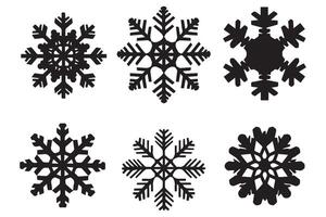 flocon de neige hiver noir silhouette sur blanc Contexte vecteur