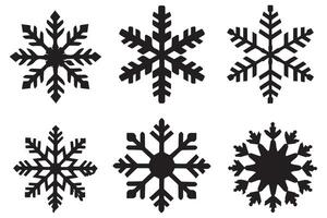 flocon de neige hiver noir silhouette sur blanc Contexte vecteur