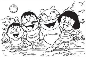 dessin nobita nobi doraemon gratuit conception vecteur