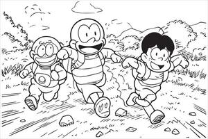 dessin nobita nobi doraemon gratuit conception vecteur