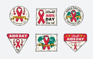 ensemble d'autocollants pour la journée mondiale du sida vecteur