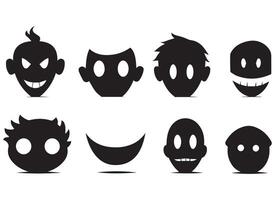 noir silhouette marrant visage geste emoji gratuit vecteur