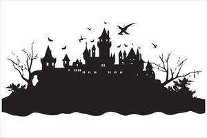 Halloween sorcière maison silhouette conception gratuit vecteur