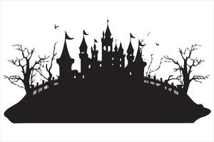Halloween sorcière maison noir silhouette gratuit vecteur