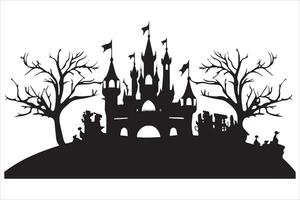 Halloween sorcière maison silhouette conception gratuit vecteur