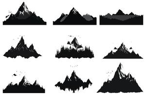 Montagne silhouette paquet pro conception vecteur