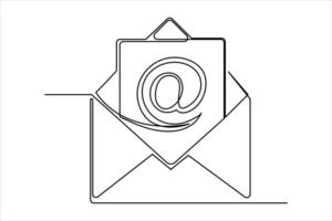 continu un ligne email contour main tiré symbole art illustration vecteur