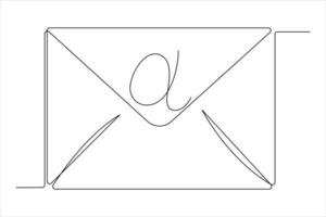 continu un ligne email contour main tiré symbole art illustration vecteur