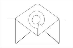 continu un ligne email contour main tiré symbole art illustration vecteur