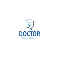 médecin consulter avec stéthoscope et bavarder logo conception illustration idée vecteur