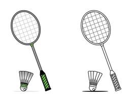 illustration de badminton raquette et volant. vecteur