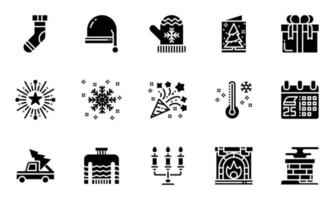 icônes de noël illustration vectorielle solide, hiver, neige, jour de noël vecteur