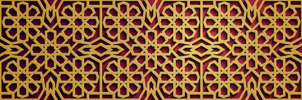 géométrique 3d arabe islamique or, rouge modèle, modèle Asie. vecteur