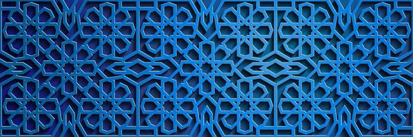 géométrique 3d arabe islamique bleu modèle, modèle Asie. vecteur