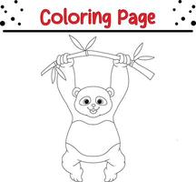 mignonne Panda en portant bambou coloration livre page pour enfants. vecteur