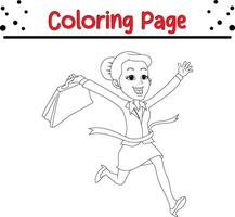 Succès affaires femme coloration livre page pour enfants. vecteur