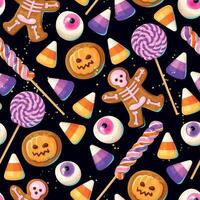 bonbons des sucreries et coloré sucettes Halloween sans couture modèle des illustrations vecteur