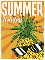 été vacances affiche avec ananas dessin vecteur