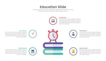 éducation faire glisser infographie modèle avec 5 point étape et Icônes pour présentation vecteur