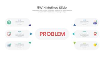 5w1h problème résolution méthode infographie modèle conception. vecteur