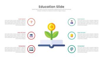 éducation faire glisser infographie modèle avec 6 point étape et Icônes pour présentation. vecteur