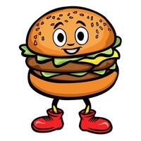 dessin animé Hamburger, ancien vite nourriture mascotte, Années 30 style. illustration vecteur