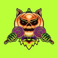 effrayant citrouille monstre halloween premium vector illustration de conception de thshirt