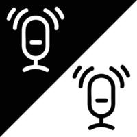 Podcast icône, contour style, isolé sur noir et blanc Contexte. vecteur