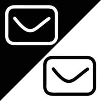 courrier boîte de réception app icône, contour style, isolé sur noir et blanc Contexte. vecteur