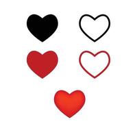ensemble d'icônes de coeur, ensemble de vecteurs en forme de coeur pour les amoureux et les applications vecteur