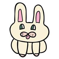 dessin animé doodle lapin drôle linéaire, lapin isolé sur fond blanc. vecteur