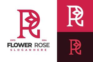 lettre r Rose fleur monogramme logo conception symbole icône illustration vecteur