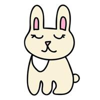 dessin animé doodle lapin drôle linéaire, lapin isolé sur fond blanc. vecteur