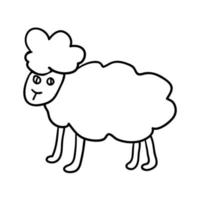 dessin animé doodle mouton linéaire isolé sur fond blanc. vecteur
