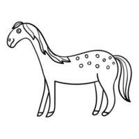 dessin animé mignon doodle cheval souriant de profil isolé sur fond blanc. vecteur