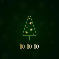 silhouette verte d'un arbre de noël avec de la neige et des étoiles dorées. joyeux noël et bonne année 2022. illustration vectorielle. Ho ho ho. vecteur