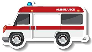 conception d'autocollants avec vue latérale d'une voiture d'ambulance isolée vecteur