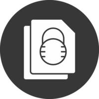 Sécurité fichier fermer à clé glyphe inversé icône vecteur