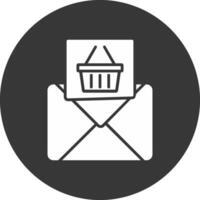icône inversée de glyphe de marketing par e-mail vecteur