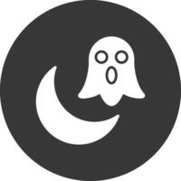 Halloween lune glyphe inversé icône vecteur