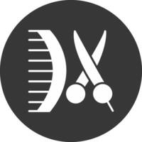 salon de coiffure glyphe inversé icône vecteur