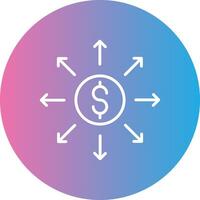 dollar réseau ligne pente cercle icône vecteur