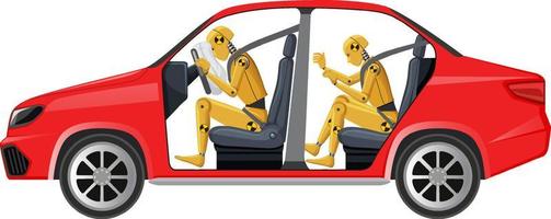 Mannequin de crash test dans une voiture vecteur