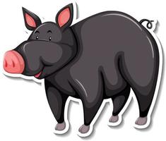 autocollant de dessin animé animal cochon noir vecteur
